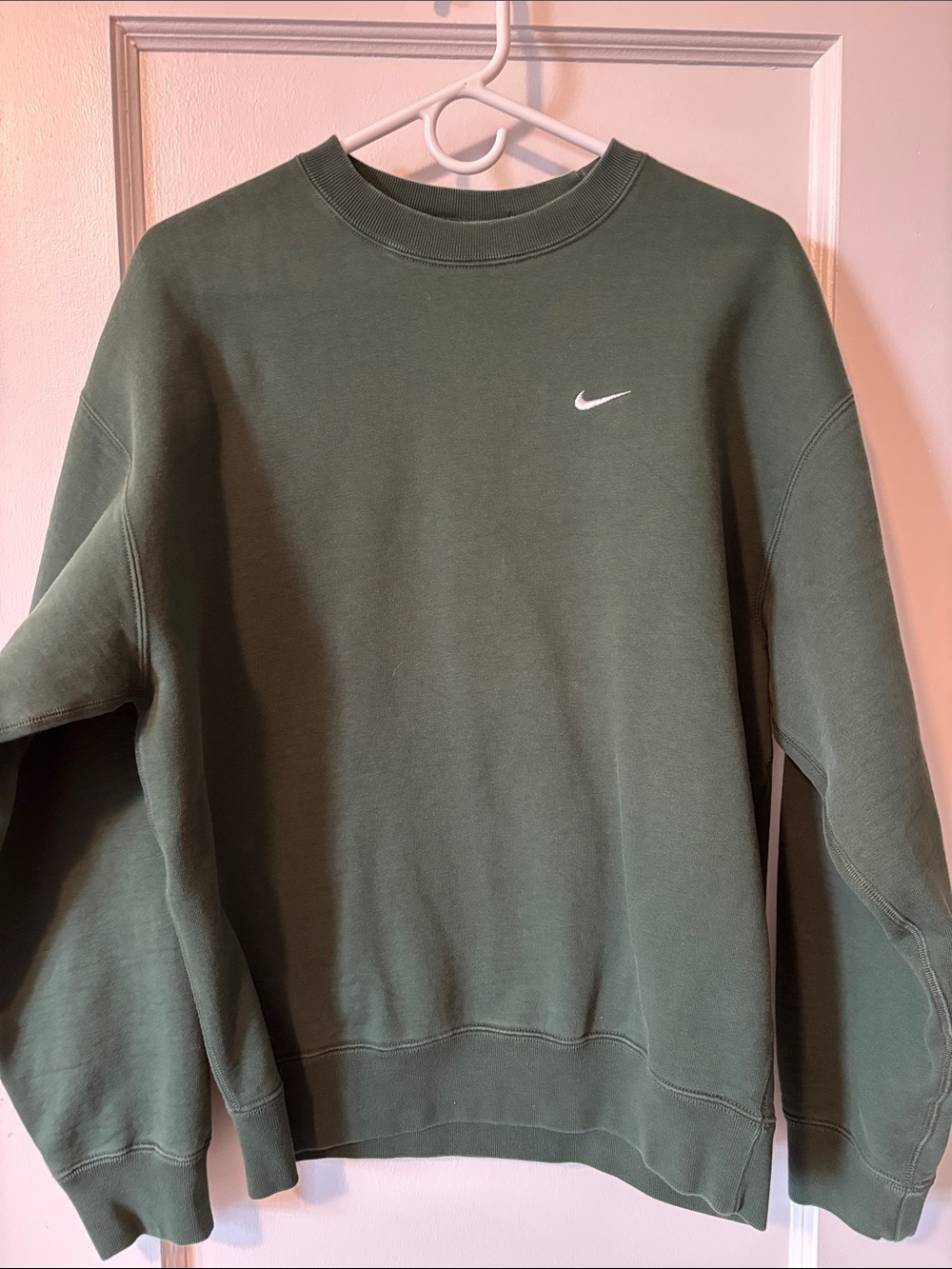 Nike Olive Crewneck Sweatshirt with White Swoosh
